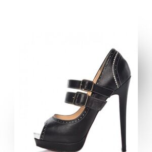 Christian Louboutin Mary Jane Black & White Elegant Black Stiletto Heels